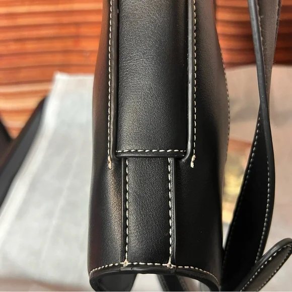 Polene Paris Black Leather Nodde Hobo Shoulder Crossbody Bag, adjustable strap - Picture 10 of 17